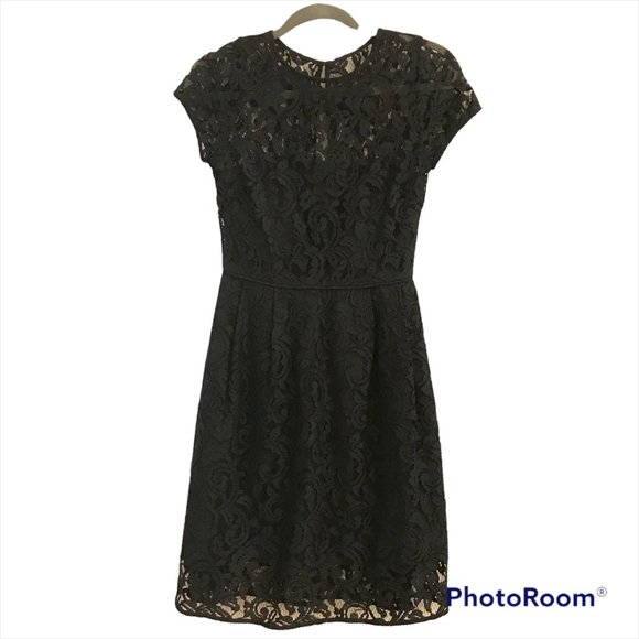 J. CREW Dress 0 Alisa Leavers Lace Navy Blue - Picture 2 of 9